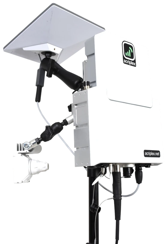 The portable AcriPlex 5G node on a light stand